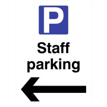 Staff Parking Left Arrow Sign Metal 12x16 Inch