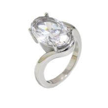 Women's Stainless Steel Rhinestone Ring Silver Size 7