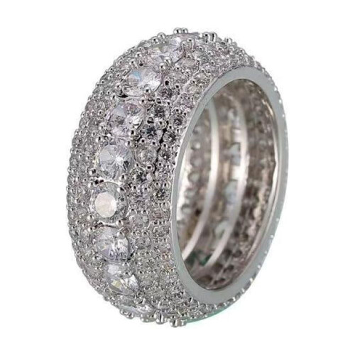Moissanite Ring for Men S925 Sterling Silver Pave Setting