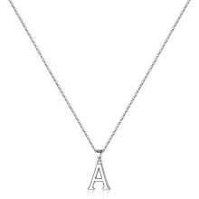 Sterling Silver Initial Pendant Necklace A-Z on Figaro Chain