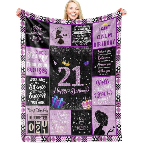 Birthday Blanket for Girls60x80Inch Soft Throw