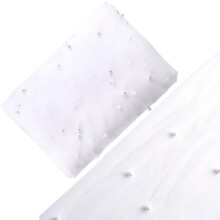 White Beaded Pearl Tulle Lace Fabric 3 Yards 160cm Wide