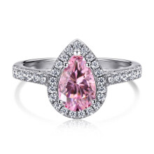 Pear Cut Moissanite Ring 925 Sterling Silver