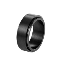 Alliance unisexe simple en titane noir pour homme, rotative
