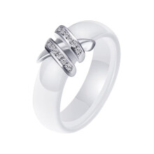 Women's Stainless Steel Wedding Ring Band with Cubic