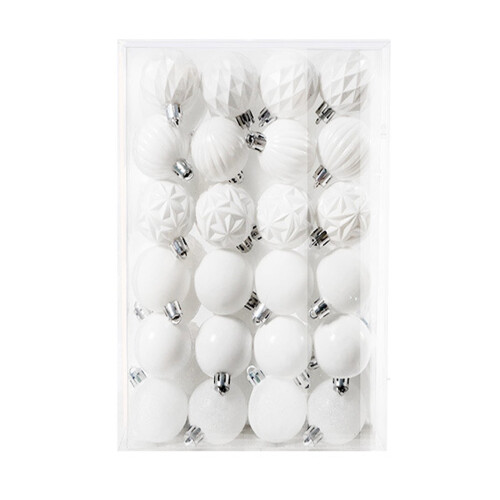 Silver Shatterproof Christmas Ornaments Set 48PCS
