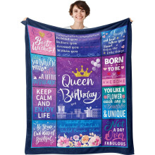 Purple Birthday Throw Blanket 50x60 inches 350gsm