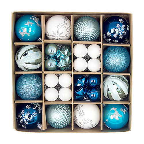 Christmas Ball Ornaments Blue White 44 pcs