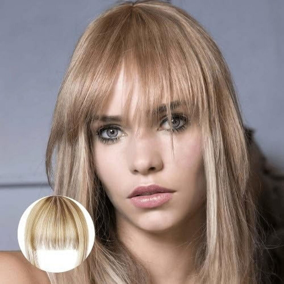 Bangs Hair Clip Real Human Hair Wispy Fringe Gray Gold