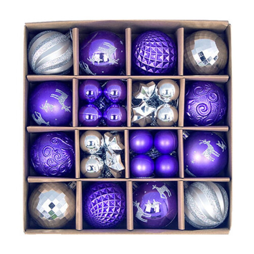 Christmas Ball Ornaments Purple Silver 44 pcs