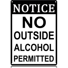 Vintage Metal Tin Sign No Outside Alcohol Permitted 12x8 in