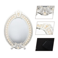 Vintage Pearl Makeup Mirror Gold Frame 1 Piece