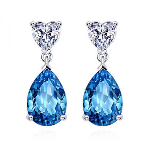 Sterling Silver Blue Topaz Drop Earrings 1 Pair