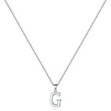 925 Sterling Silver Initial Pendant Necklace with Figaro