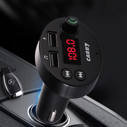 Car Charger with Bluetooth Player Dual USB Black