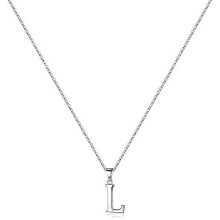 Sterling Silver Initial Pendant Necklace A-Z on Figaro Chain