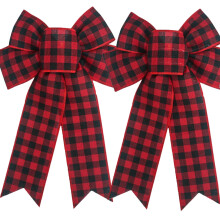 Red Black Buffalo Plaid Large Christmas Bow Outdoor Indoor