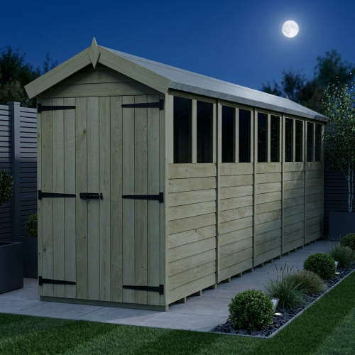 4 x 20 Apex Shed Tanalised (Double Door, With Windows) 2