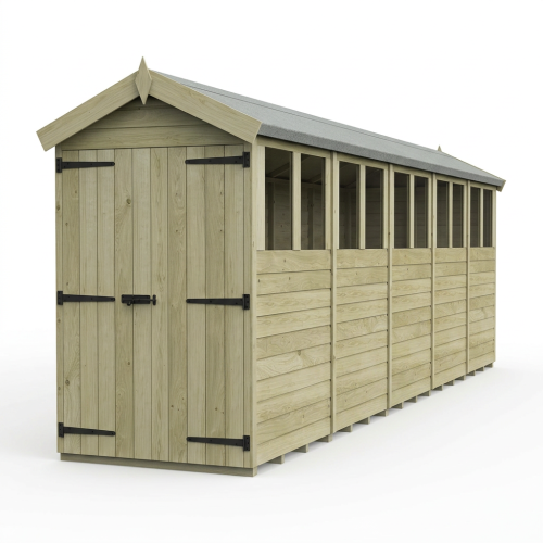 4 x 20 Apex Shed Tanalised (Double Door, With Windows) 1