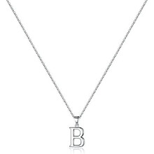 Sterling Silver Initial Pendant Necklace A-Z on Figaro Chain