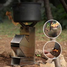 Portable Wood Burning Rocket Stove Stainless Steel Foldable