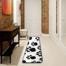 Dog Paws Black Runner Rug Non-Slip 72x24 Inch