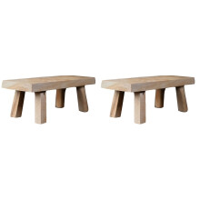 Wooden Bench Display Rack Set 2 Rustic Small Stools