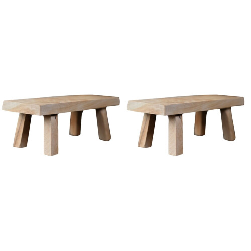 Wooden Bench Display Rack Set 2 Rustic Small Stools