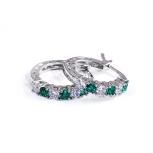 925 Sterling Silver White Gold Plated Cubic Zirconia Hoop