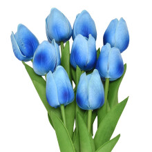 Light Blue Artificial Tulips Faux Silk 10 Pcs