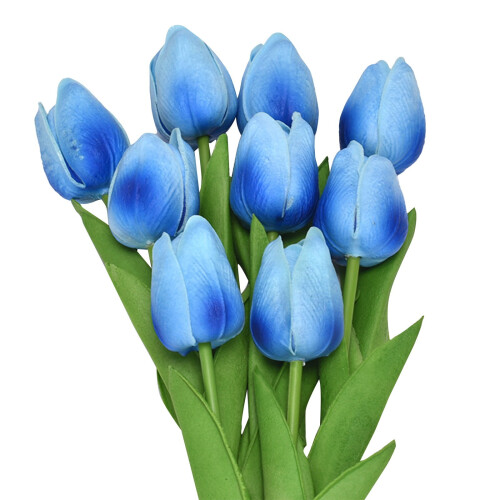 Light Blue Artificial Tulips Faux Silk 10 Pcs