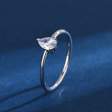 Thin White Gold Plated Ring with Cubic Zirconia 0.1 Karat