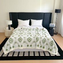 Hollow Taffeta Lambswool Blanket Green 1pc