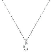 925 Sterling Silver Initial Pendant Necklace Women Figaro