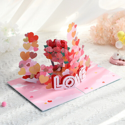 3D Pop-Up Greeting Card with Envelope Holiday Gift