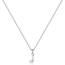 Sterling Silver Initial Pendant Necklace A-Z on Figaro Chain