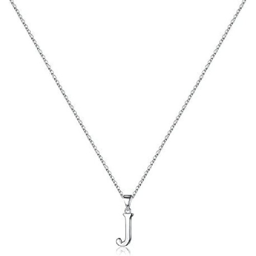 Sterling Silver Initial Pendant Necklace A-Z on Figaro Chain