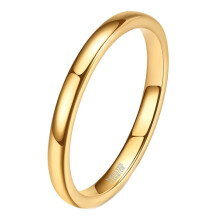 Tungsten Steel Curved Glossy Ring Unisex 2mm Gold Size 12