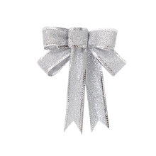 Glitter Christmas Bows Silver 6 Pack