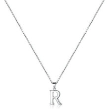Sterling Silver Initial Pendant Necklace A-Z on Figaro Chain