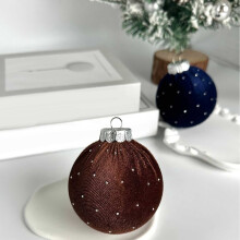 Brown Velvet Christmas Ball Ornament 3.15 inch