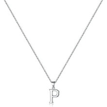 Sterling Silver Initial Pendant Necklace A-Z Figaro Chain