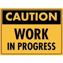 Let op: Werk in uitvoering. Metalen blikken bord van 12 x 16 inch.