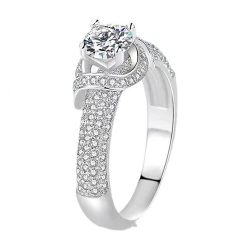 Moissanite Flower Ring 0.8 Karat 925 Sterling Silver