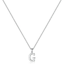 Sterling Silver Initial Pendant Necklace A-Z Figaro Chain