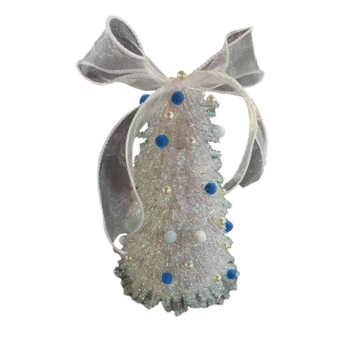 White Acrylic LED Christmas Tree 7.8 inch Mercury-Gold