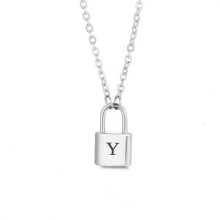 Stainless Steel Initial Pendant Necklace Unisex A-Z