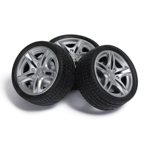 NICEXMAS Toy Tire Wheels Black Round 10 Pcs