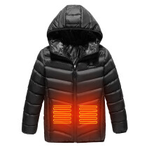 Heated Kids Jacket Hooded Electric Padded Black 4 Years