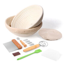 Panier Ă Pain Rond en Rotin Fait Ă la Main, Lot de 2, Outils de Fabrication de Pain Ă Domicile, Cuisson Du Pain